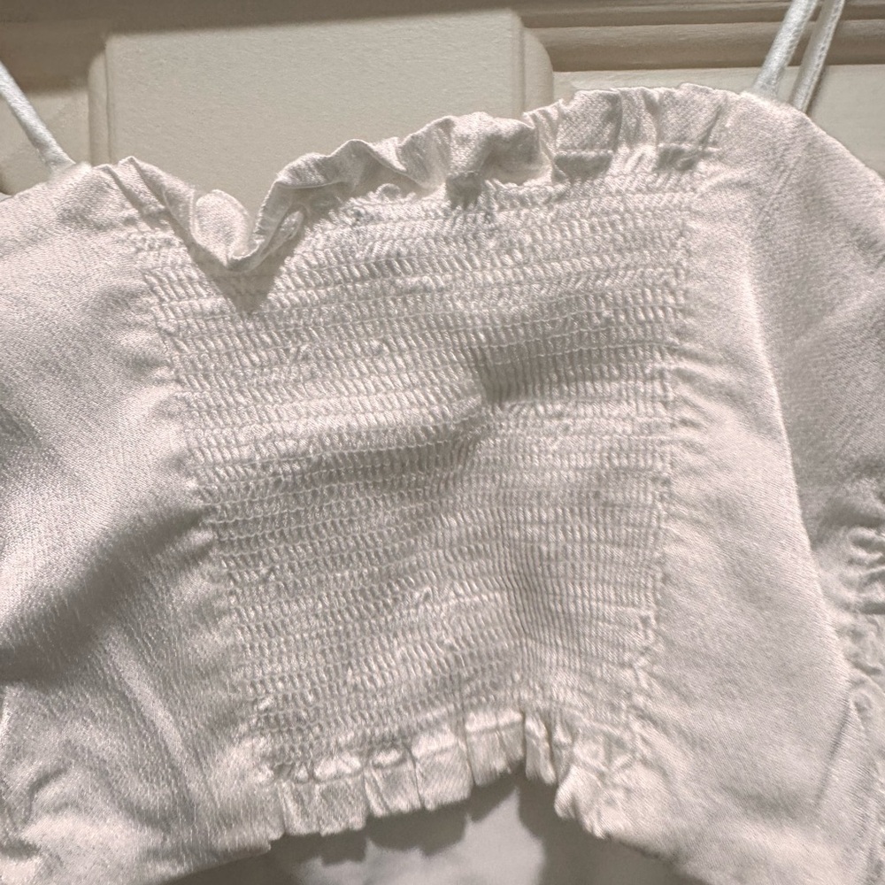 Zara White Ruffled Strap Top - Picture 2 of 4